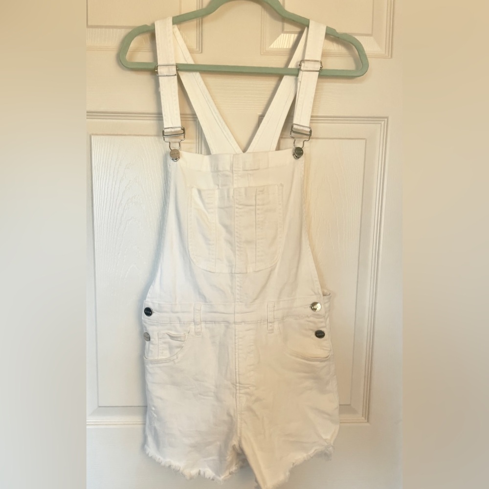 White Denim Overall Shorts